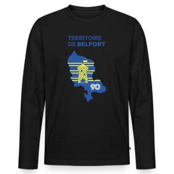 Gebiet von Belfort 90 - Männer Premium Bio Langarmshirt - Schwarz - Vorne - Nico (187cm)