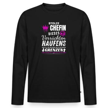 Stolze Chefin verrückter Haufen Chefin Geschenke - Men's Premium Organic Long Sleeve Shirt - black - Front - Nico (187cm)