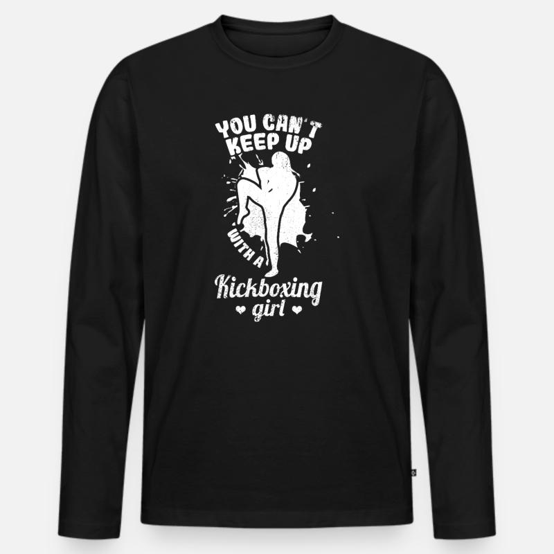 Kickboxen Mädchen - Männer Premium Bio Langarmshirt - Schwarz