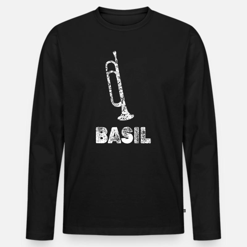 Trompeten Basil - Männer Premium Bio Langarmshirt - Schwarz