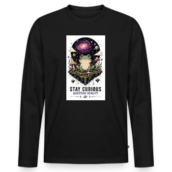 Kosmo-Frosch Insel der Neugier - Männer Premium Bio Langarmshirt - Schwarz - Vorne - Nico (187cm)