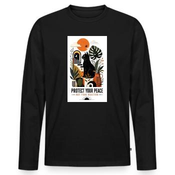 Protection of your peace of mind – reaction free - Men's Premium Organic Long Sleeve Shirt - black - Front - Nico (187cm)