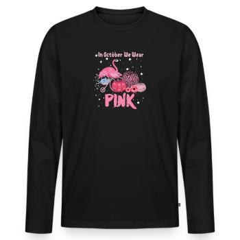 In October We Wear Pink - Men's Premium Organic Long Sleeve Shirt - black - Front - Nico (187cm)