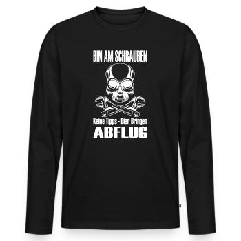Bin Am Schrauben Keine Tipps Bier Bringen Abflug - Männer Premium Bio Langarmshirt - Schwarz - Vorne - Nico (187cm)