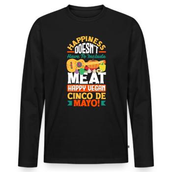 Happiness doesn't have to include meat Vegan - Männer Premium Bio Langarmshirt - Schwarz - Vorne - Nico (187cm)