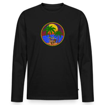 Reggae Lion Palm Beach - Men's Premium Organic Long Sleeve Shirt - black - Front - Nico (187cm)