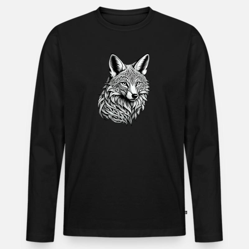 Keltischer Fuchs - Männer Premium Bio Langarmshirt - Schwarz