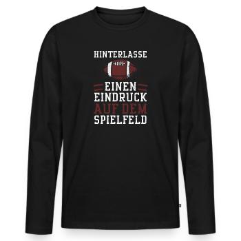 Hinterlasse einen Eindruck auf d... - Männer Premium Bio Langarmshirt - Schwarz - Vorne - Nico (187cm)