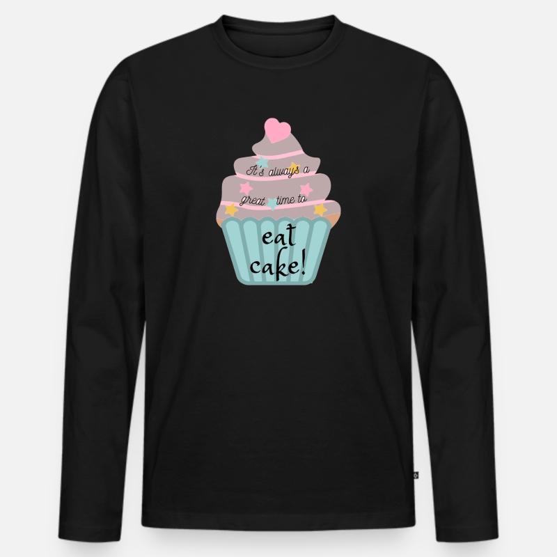 It's always a great time to eat cake! - Männer Premium Bio Langarmshirt - Schwarz