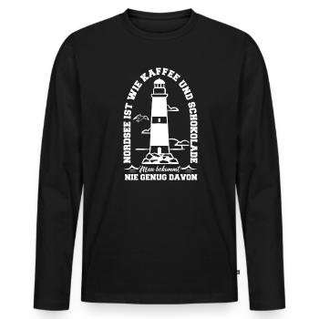 Nordsee Kaffee und Schokolade Nordseeurlaub Family - Männer Premium Bio Langarmshirt - Schwarz - Vorne - Nico (187cm)