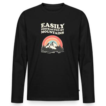 Easily Distracted By Mountains Mountains Hiking - Men's Premium Organic Long Sleeve Shirt - black - Front - Nico (187cm)