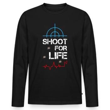 Shoot For Life Sniper - Men's Premium Organic Long Sleeve Shirt - black - Front - Nico (187cm)