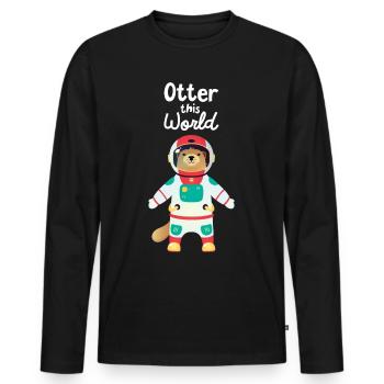 Otter This World - Cosmonaut - Men's Premium Organic Long Sleeve Shirt - black - Front - Nico (187cm)