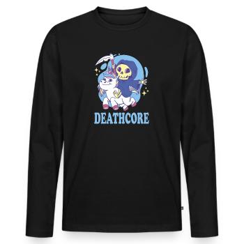 Lustig Deathcore Niedlicher Sensenmann Einhorn - Männer Premium Bio Langarmshirt - Schwarz - Vorne - Nico (187cm)