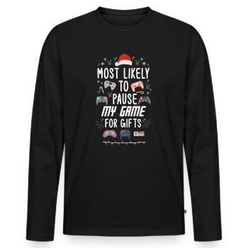 Weihnachten Gamer Gaming Pause My Game For Gifts - Männer Premium Bio Langarmshirt - Schwarz - Vorne - Nico (187cm)