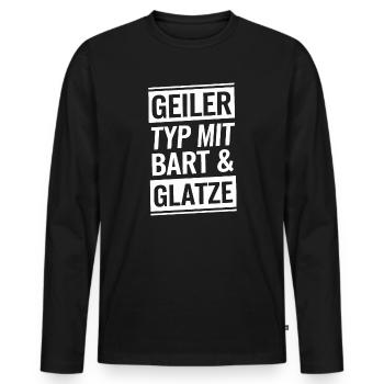 Typ mit Bart und Glatze, Männer Haarausfall Glatze - Männer Premium Bio Langarmshirt - Schwarz - Vorne - Nico (187cm)