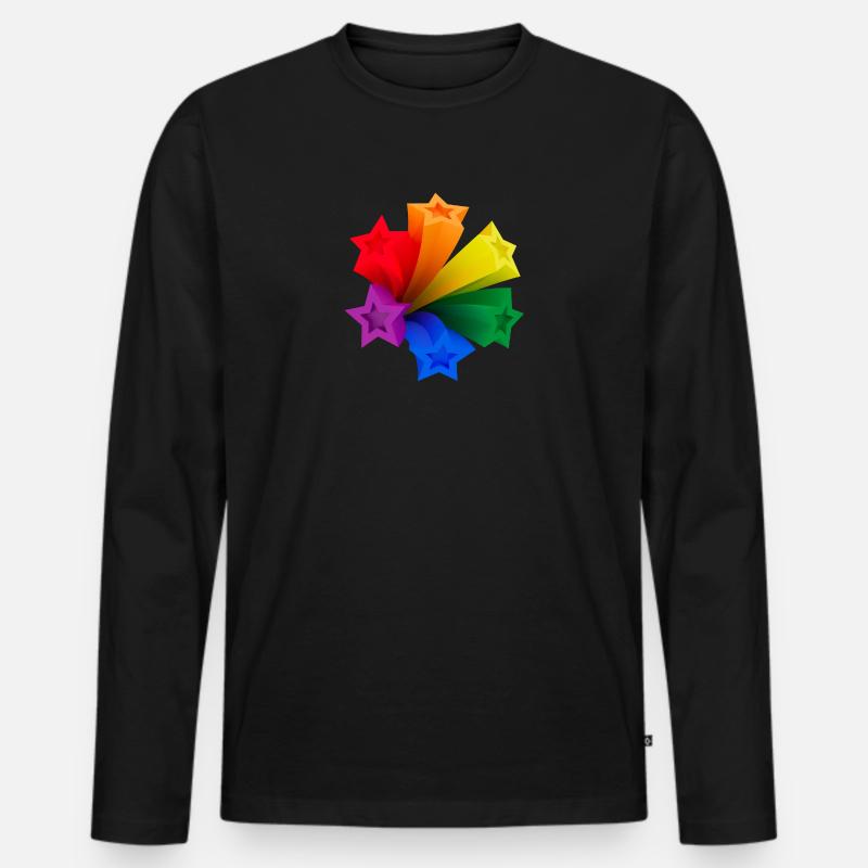 Dynamische Regenbogen-Sterne LGBT V3 - Männer Premium Bio Langarmshirt - Schwarz