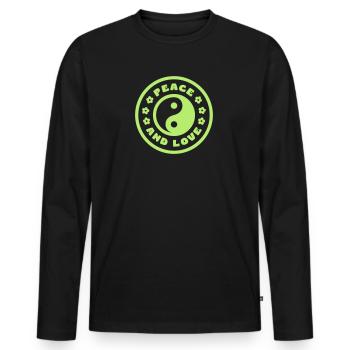 Paix et Amour - T-shirt manches longues Premium bio Homme - noir - Devant - Nico (187cm)