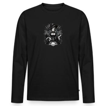 Viktorianische Schönheit: Eleganz in Schwarz-Weiß - Männer Premium Bio Langarmshirt - Schwarz - Vorne - Nico (187cm)