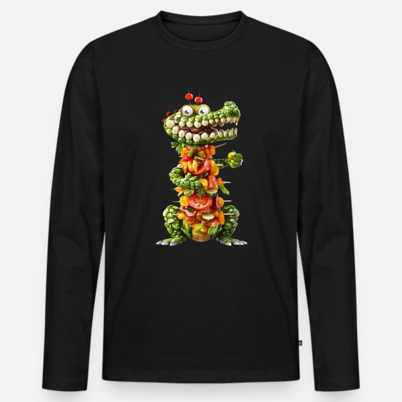 Krokodil Kebab - Männer Premium Bio Langarmshirt - Schwarz