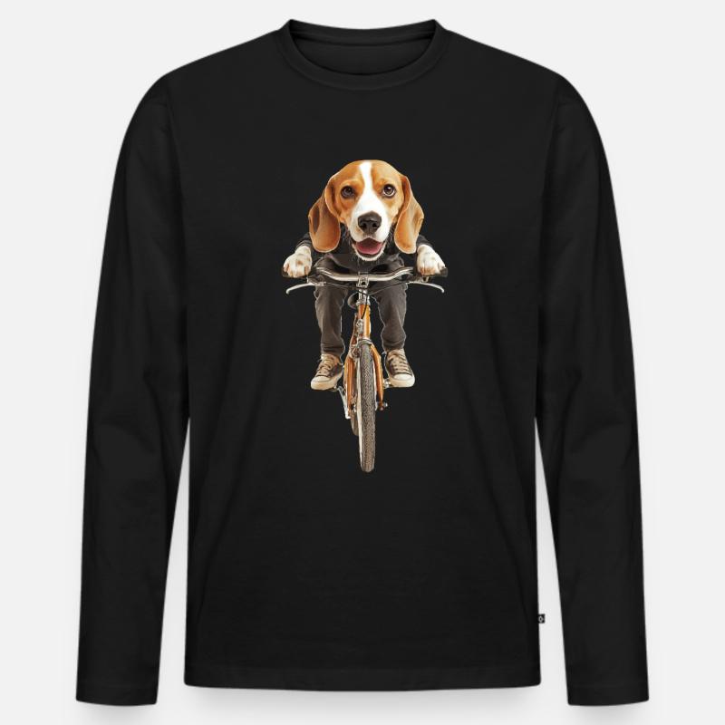 Beagle - Männer Premium Bio Langarmshirt - Schwarz