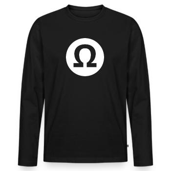 Omega im Kreis - stylisches Logo - cooles Design - Männer Premium Bio Langarmshirt - Schwarz - Vorne - Nico (187cm)