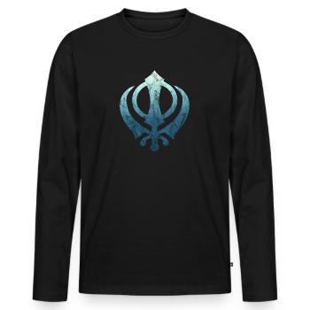 Khanda Sikh Symbol Sikhism Religion Spiritual - Men's Premium Organic Long Sleeve Shirt - black - Front - Nico (187cm)