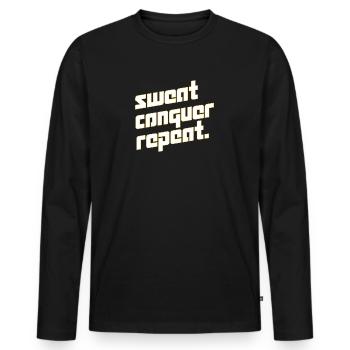 Motivational mantra - Men's Premium Organic Long Sleeve Shirt - black - Front - Nico (187cm)