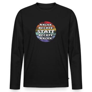 Menschenrechte statt rechte Menschen! - Männer Premium Bio Langarmshirt - Schwarz - Vorne - Nico (187cm)