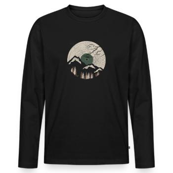 Berg auf Rekord - grün - Männer Premium Bio Langarmshirt - Schwarz - Vorne - Nico (187cm)