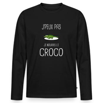 Croco - crocodile -caïman -alligator - T-shirt manches longues Premium bio Homme - noir - Devant - Nico (187cm)
