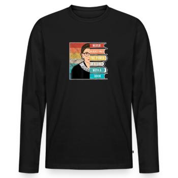 Never Underestimate The Power of A Girl With Book - T-shirt manches longues Premium bio Homme - noir - Devant - Nico (187cm)