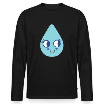 Niedlicher Wassertropfen - Männer Premium Bio Langarmshirt - Schwarz - Vorne - Nico (187cm)