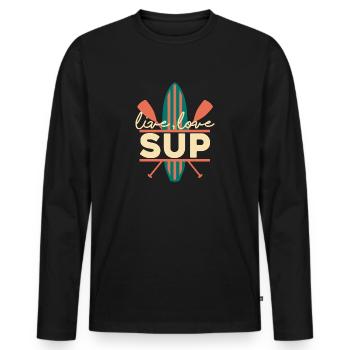 Stand Up Paddle Board SUP Water Sports River Lake - Men's Premium Organic Long Sleeve Shirt - black - Front - Nico (187cm)