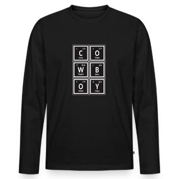 Cowboy | Tableau périodique des éléments - T-shirt manches longues Premium bio Homme - noir - Devant - Nico (187cm)