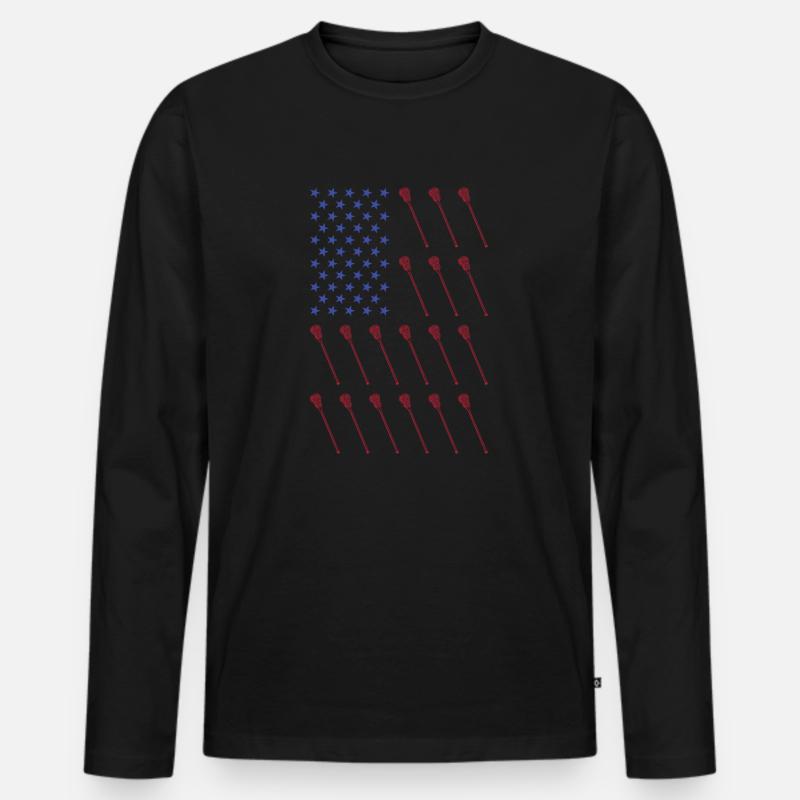 Sport Us Flag Lacrosse - Männer Premium Bio Langarmshirt - Schwarz