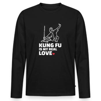 J’adore le Kung-Fu - T-shirt manches longues Premium bio Homme - noir - Devant - Nico (187cm)
