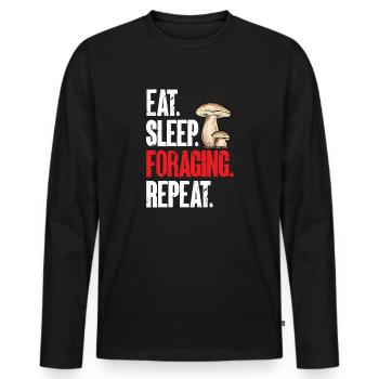 Cueillette de champignons Cueillette de champignons Cueillette de champignons - T-shirt manches longues Premium bio Homme - noir - Devant - Nico (187cm)