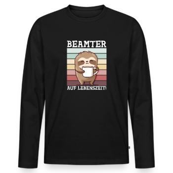 Beamter auf Lebenszeit Kaffee trinken Faultier - Männer Premium Bio Langarmshirt - Schwarz - Vorne - Nico (187cm)
