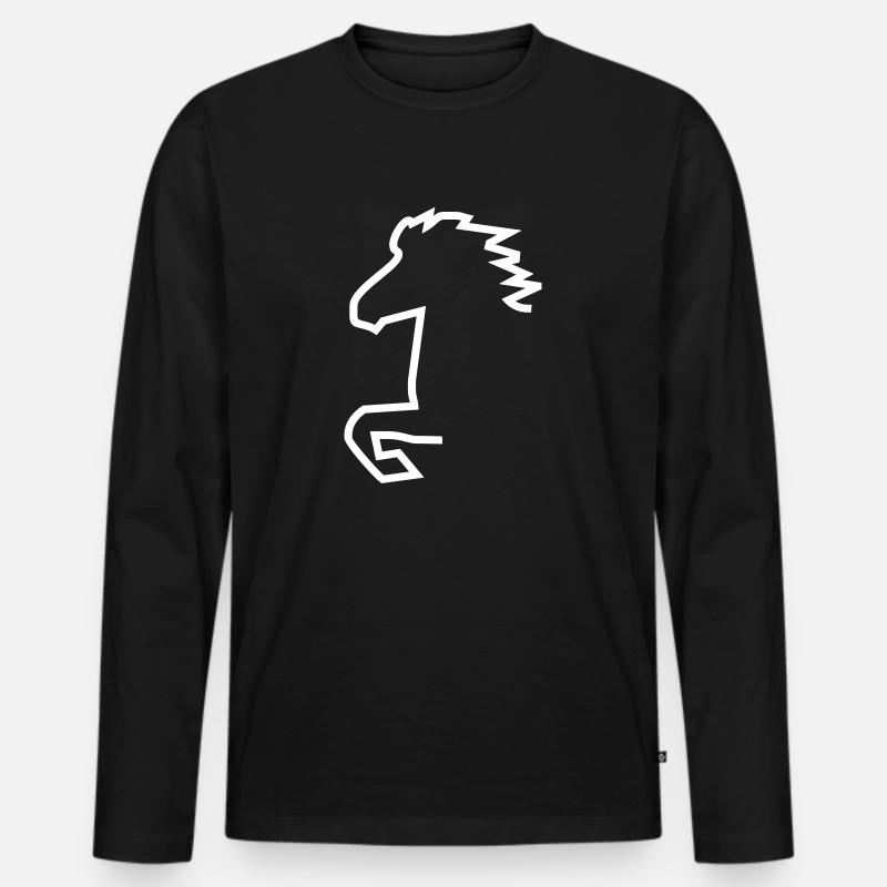 Islandpferd - Männer Premium Bio Langarmshirt - Schwarz