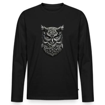 Majestätische Eulenpracht - Männer Premium Bio Langarmshirt - Schwarz - Vorne - Nico (187cm)