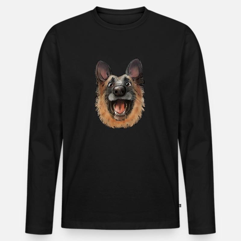 Schäferhund - Männer Premium Bio Langarmshirt - Schwarz