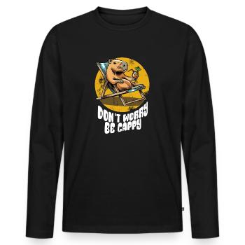 Don't worry be Cappy - Capybara - Holiday - Men's Premium Organic Long Sleeve Shirt - black - Front - Nico (187cm)