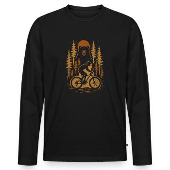 Wild ride through the forest – Bike & Bear - Men's Premium Organic Long Sleeve Shirt - black - Front - Nico (187cm)