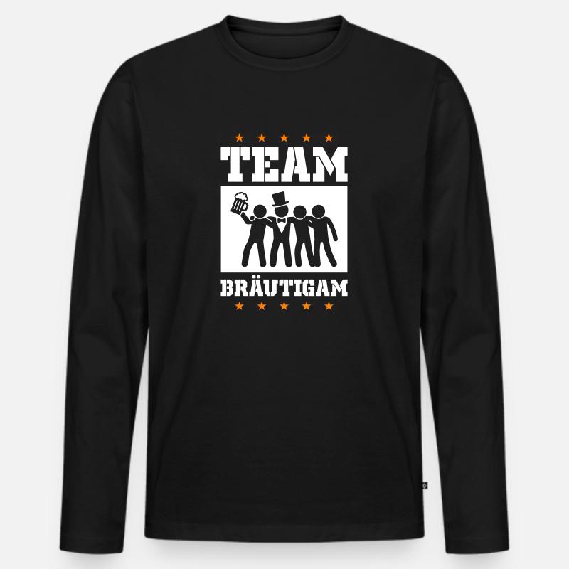Team Bräutigam Party - Männer Premium Bio Langarmshirt - Schwarz