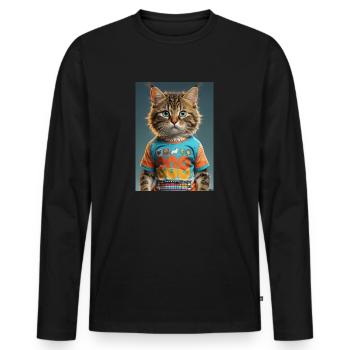 808Cat Kitty - Männer Premium Bio Langarmshirt - Schwarz - Vorne - Nico (187cm)