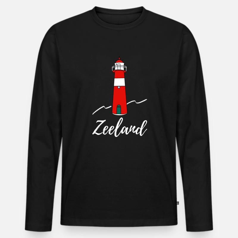Leuchtturm Zeeland - Männer Premium Bio Langarmshirt - Schwarz