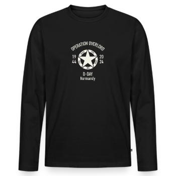 80 ans du débarquement en Normandie, d-day 1944. - T-shirt manches longues Premium bio Homme - noir - Devant - Nico (187cm)