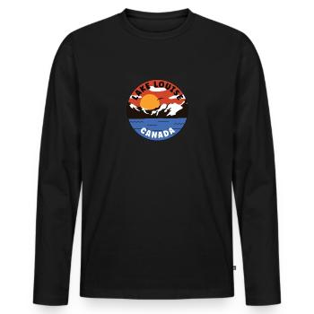 Lake Louise - Canada - Mountain Valley - Men's Premium Organic Long Sleeve Shirt - black - Front - Nico (187cm)