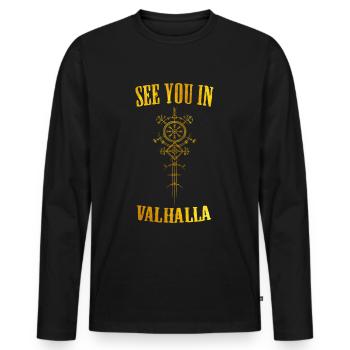 Wikinger Runen Nordisch Walhalla - Männer Premium Bio Langarmshirt - Schwarz - Vorne - Nico (187cm)